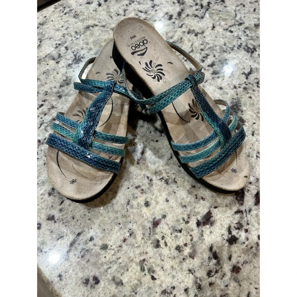 Abeo Caryse Women's Blue Snake Animal Print Sandal‎ Shoe Summer 8
